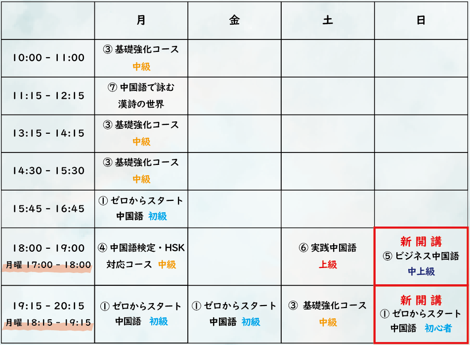 センター北　中国語教室